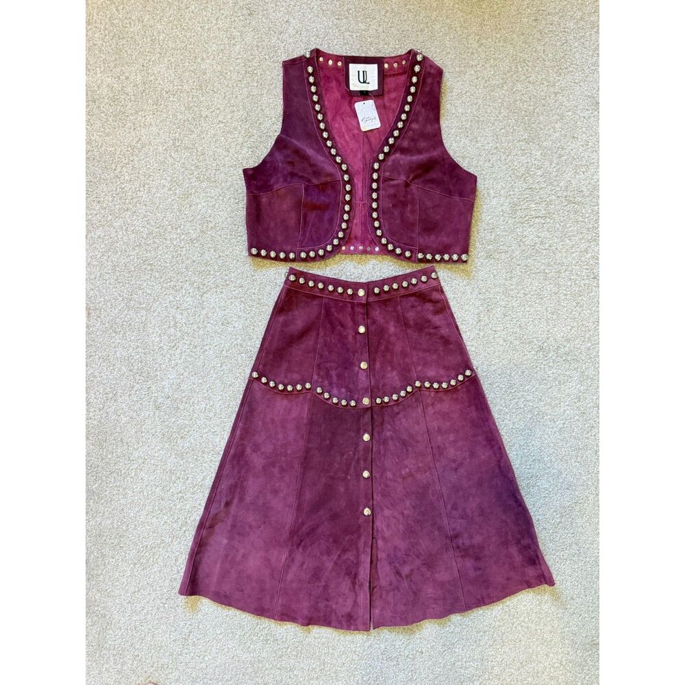 Understated Leather Crazy Life Set | Suede Crop Vest + Midi Skirt | NWT | Size S